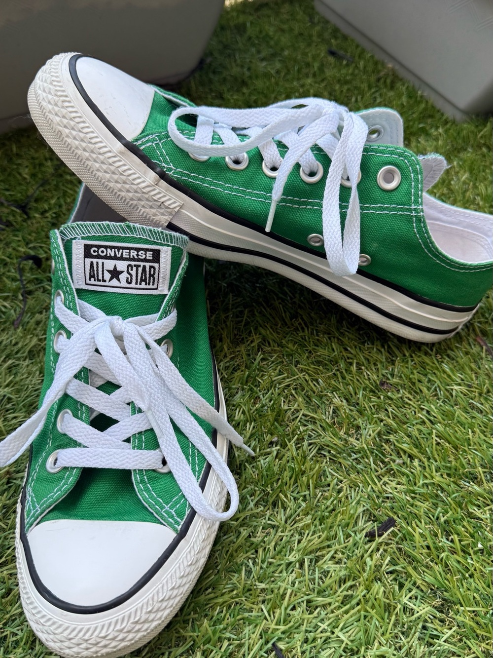Converse Green Low Top Canvas Sneakers with White Laces